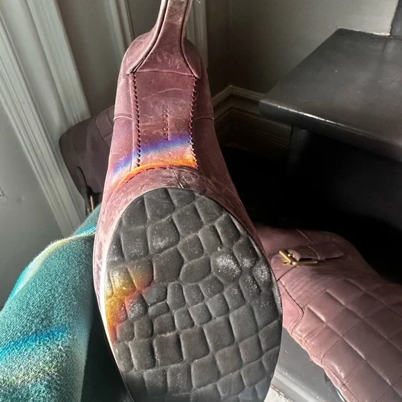 Rockport Janae kneehigh leather boot rare mauve 8.5 USA - Picture 9 of 11